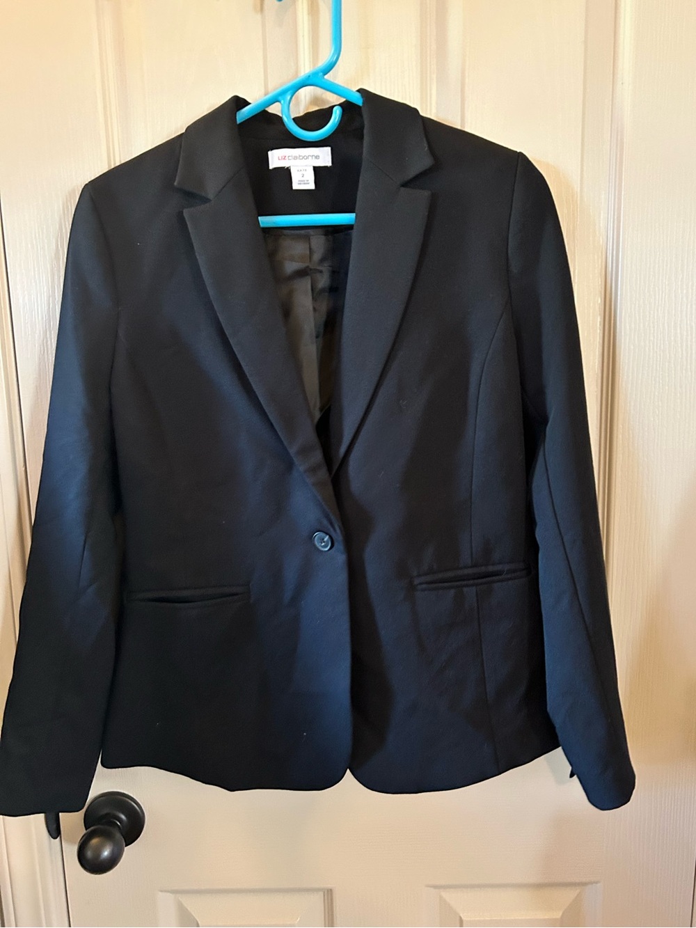 Liz Claiborne Kate satin lined Black Single-Button Blazer - Women's 2